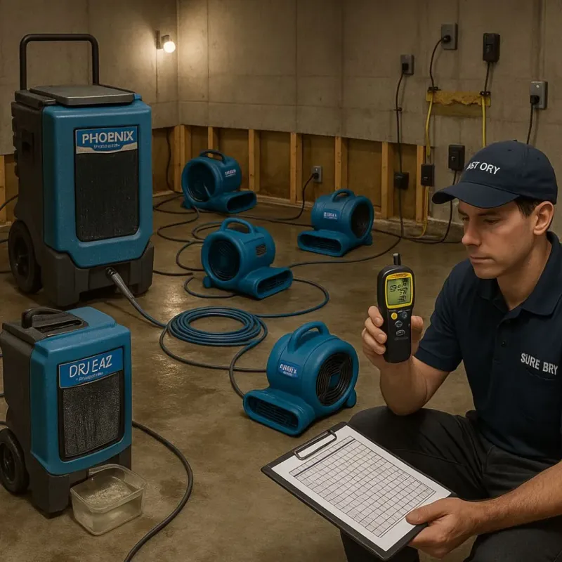 Structural Drying and Dehumidification process in Dallas Center, IA